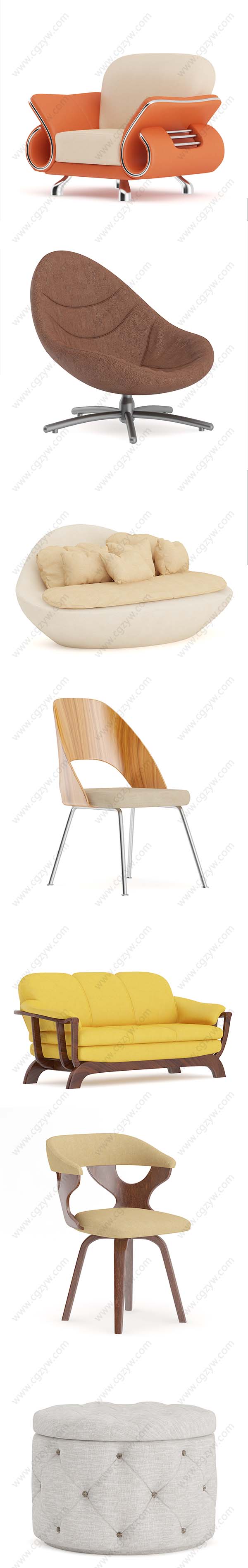 3D客厅家具沙发模型(C4D+C4D VRAY格式)CGAxis Models Volume 78 Furniture VII