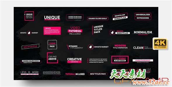 AE模板-30组4K文字标题动画 Titles-天天素材网