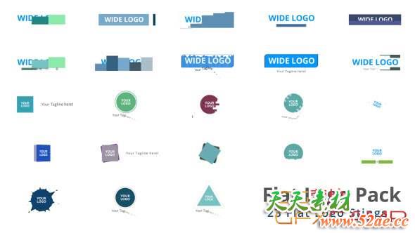 AE模板-23组扁平化Logo动画 Flat Logo Pack-天天素材网