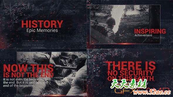 AE模板-大气复古历史展示回忆视频片头 Epic History Memories-天天素材网