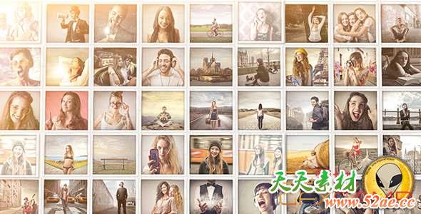 AE模板-图片相册照片墙动画片头 Mosaic Pop Photos Displays-天天素材网