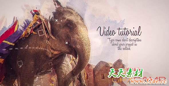 AE模板-水墨遮罩幻灯片开场 Ink Slideshow-天天素材网