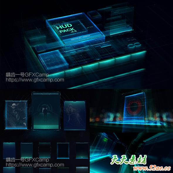 AE模板-600+科技感HUD屏幕图像线条元素合集包-天天素材网