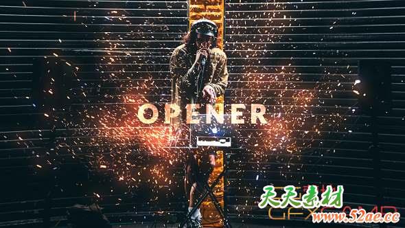 AE模板-火星粒子文字图片快闪片头 Fire Sparks Opener-天天素材网
