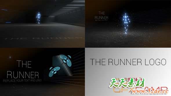AE模板-人形跑步粒子Logo动画 The Runner Logo-天天素材网