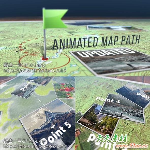 AE模板-地图路径箭头动画军事旅游图片地点展示工具包V3-天天素材网