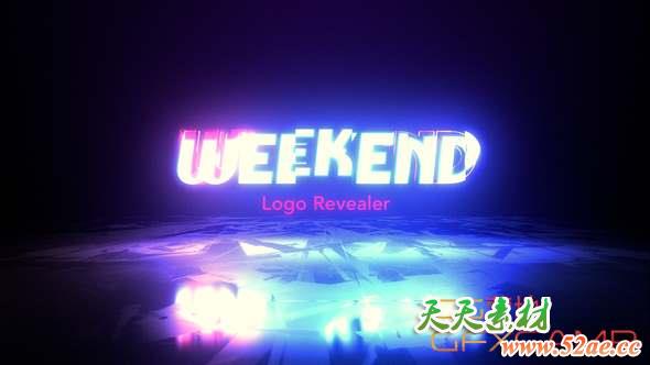 AE模板-时尚彩色闪烁文字Logo动画 Weekend Logo Revealer-天天素材网