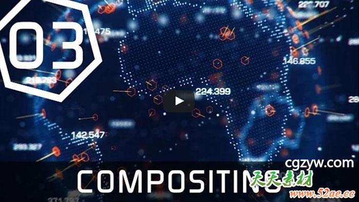 C4D和AE创建一个未来高科技全息粒子地球旋转动画特效制作教程