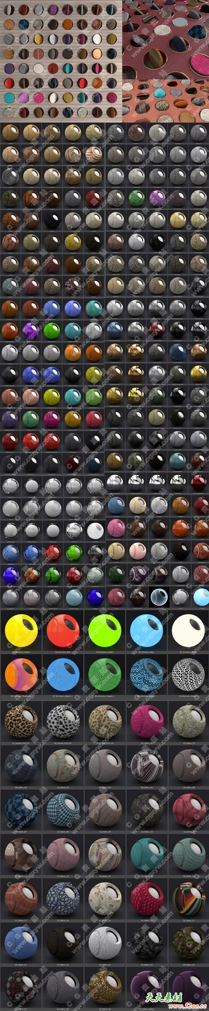 C4D阿诺德渲染器265种材质包预设Gumroad – Arnold Shader Suite C4D v1.0