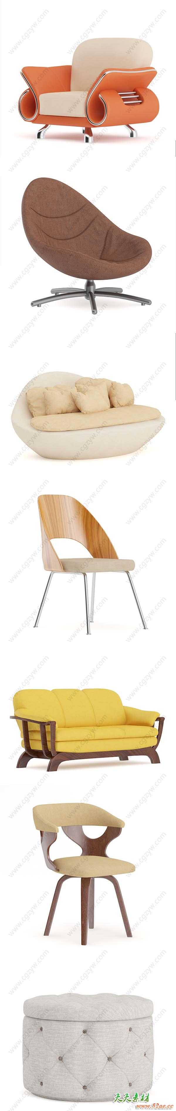 3D客厅家具沙发模型(C4D+C4D VRAY格式)CGAxis Models Volume 78 Furniture VII