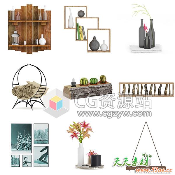 现代室内装饰品道具三维模型包(C4D/MAX/FBX/OBJ格式)CGAxis Models Volume 83 Decorations