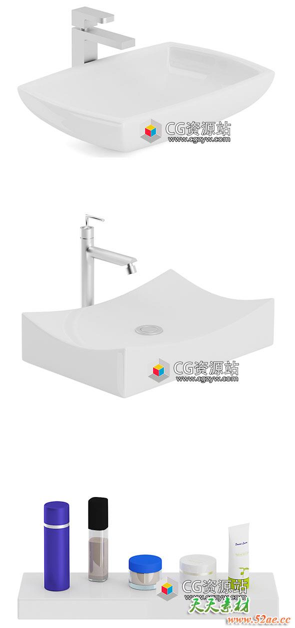 现代室内各种浴室装置三维模型包(C4D/MAX/FBX/OBJ格式)CGAxis Models Volume 84 Bathrooms III