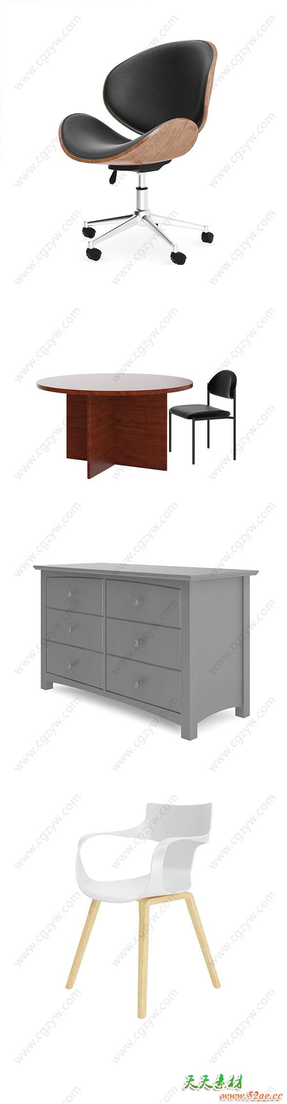 3D办公家具桌子橱柜椅子转椅模型(C4D+C4D VRAY格式)CGAxis Models Volume 80 Office Furniture II