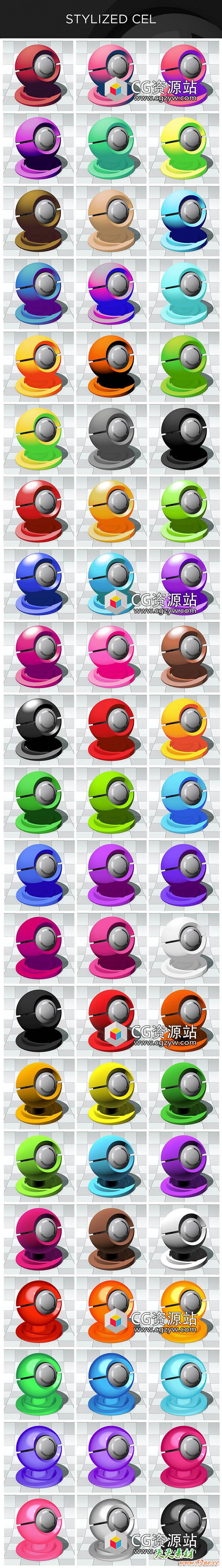 C4D材质预设-900+三维渲二维素描卡通MG水彩手绘预设