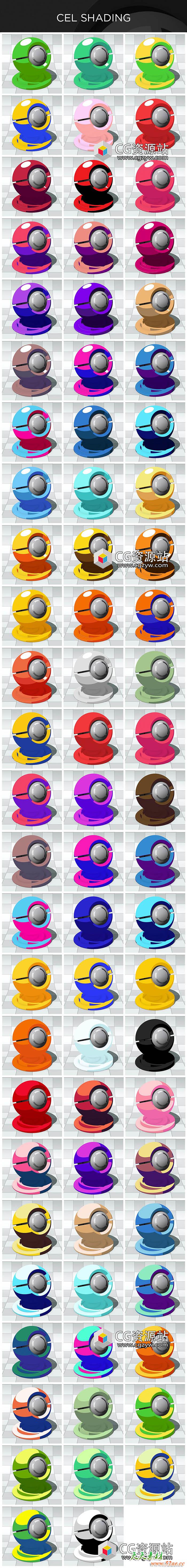 C4D材质预设-900+三维渲二维素描卡通MG水彩手绘预设