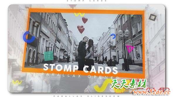 AE模板-空间感快闪视频片头 Stomp Cards Parallax Opener-天天素材网