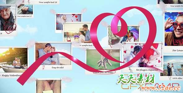 AE模板-情人节爱情相册照片开场 Valentine’s Day Slideshow-天天素材网
