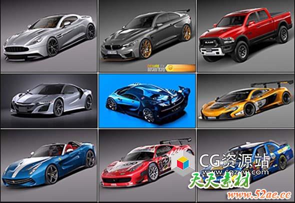 汽车3D模型(C4D/OBJ/MAX/FBX格式）Collection of nice car models II-天天素材网