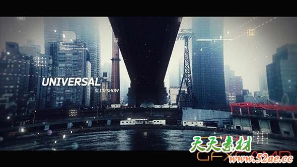 AE模板-三维视差图片扭曲片头 Cinematic Slideshow-天天素材网
