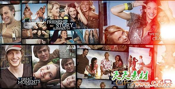 AE模板-照片视频分屏旅游聚会片头 Multiple Slideshow-天天素材网