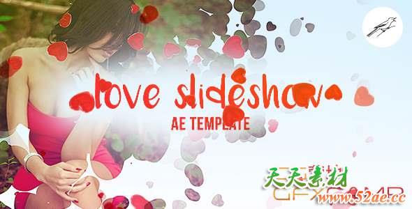 AE模板-爱心遮罩爱情照片相册片头 Love Slideshow-天天素材网