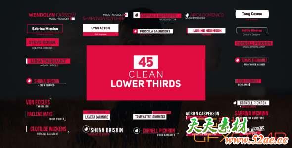 AE模板-45组简洁文字标题动画 Lower Thirds-天天素材网
