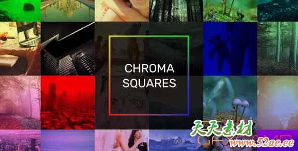 AE模板-色彩分离拼贴图片开场 Chroma Squares Dynamic Slideshow-天天素材网