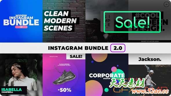AE模板-INS时尚网络包装展示动画 Instagram Bundle-天天素材网