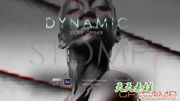 AE模板-创意快闪文字图片开场 Dynamic Stomp Opener-天天素材网