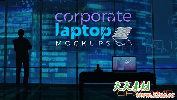 AE模板-商务企业公司笔记本电脑屏幕展示 Corporate Laptop Mockups-天天素材网