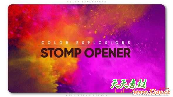 AE模板-彩色颜料快闪开场片头 Color Explosions Stomp Opener-天天素材网