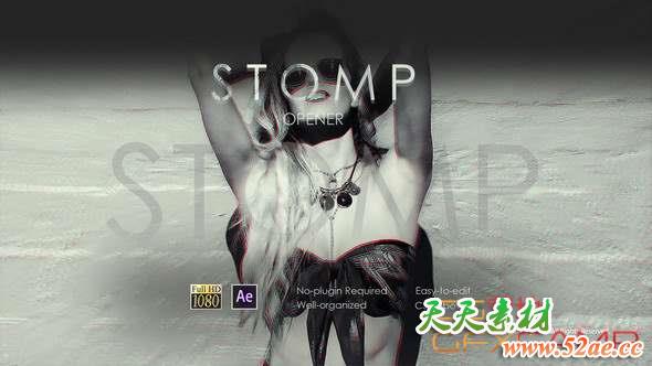 AE模板-文字图片快闪片头 Stomp Opener-天天素材网