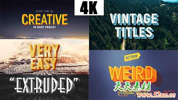 AE模板-三维复古文字标题动画 Titles & Lower Thirds-天天素材网