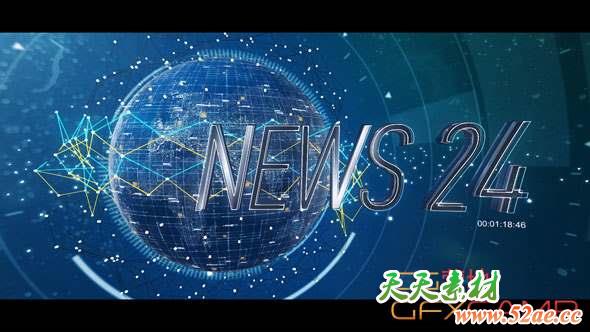 AE模板-新闻栏目包装片头 News-天天素材网