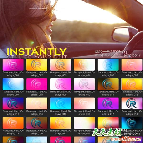 FCPX插件：40组漏光强光效叠加预设-天天素材网