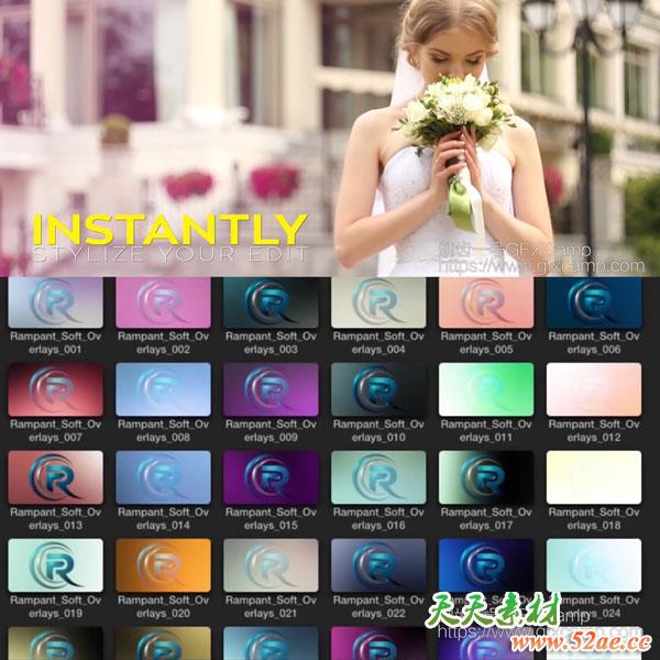 FCPX插件：40组唯美柔和漏光小清新光效叠加预设-天天素材网