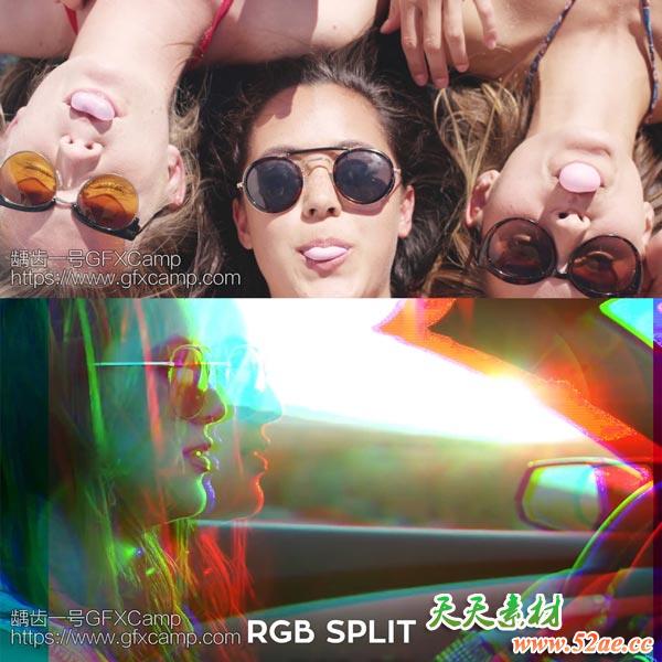 FCPX插件：扭曲抖动RGB色彩分离黑白场转场调节层暗角视频预设-天天素材网