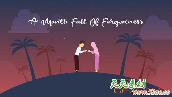 AE模板-斋月卡通动画片头 Ramadan-天天素材网