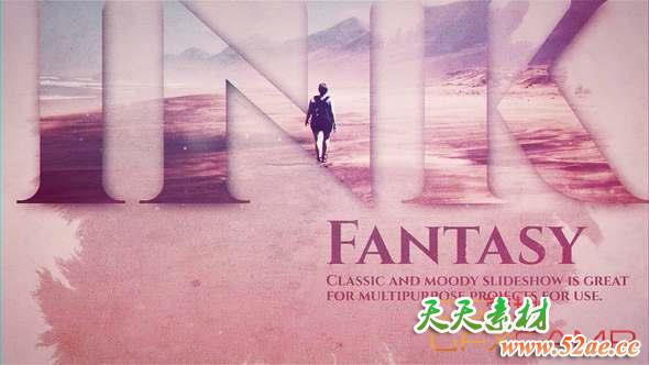 AE模板-水墨晕染文字遮罩图片开场 Ink Fantasy-天天素材网