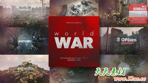 AE模板-世界大战武器战争包装动画 World War Broadcast Package vol.3-天天素材网