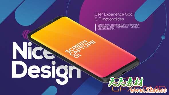 AE模板-扁平化时尚手机APP展示动画片头 Stylish App Promo Kit-天天素材网