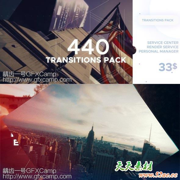 AE模板-440组时尚现代科技感残像信号故障图形遮罩包装视频转场 440 TRANSITIONS PACK-天天素材网