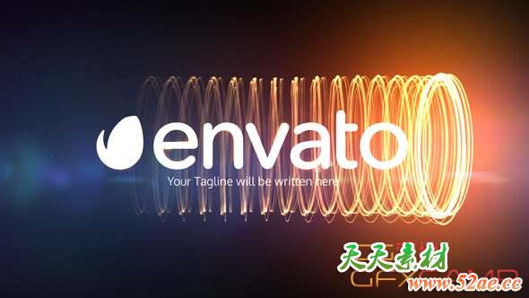 AE模板-粒子拖尾线条环绕文字Logo动画 Charging Streaks Logo-天天素材网