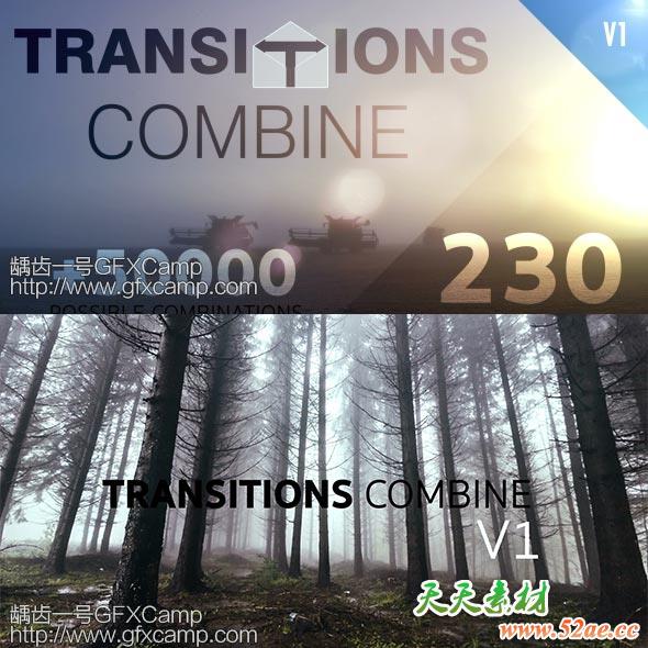 AE模板-230组火焰烟雾光效叠加像素化模糊冲击视频转场特效 230 TRANSITIONS COMBINE-天天素材网