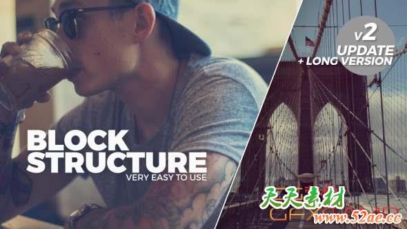 AE模板-优雅幻灯片图片切割片头 Elegant Slideshow-天天素材网