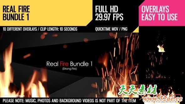 10个火焰燃烧视频素材 Real Fire Bundle 1-天天素材网