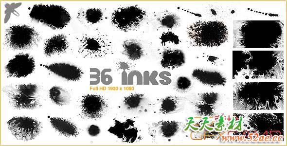 36组水墨滴落晕染散开视频素材 Inks-天天素材网