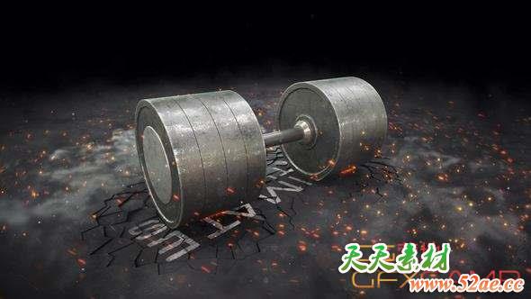 AE模板-哑铃力量感Logo动画 Power Fitness Logo Intro-天天素材网