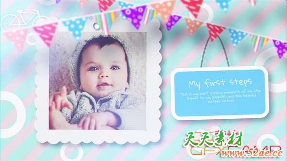 AE模板-可爱卡通儿童小孩照片相册片头 Childhood Memory-天天素材网