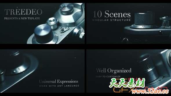 AE模板-单反文字标题片头 Cinematic Title Sequence-天天素材网